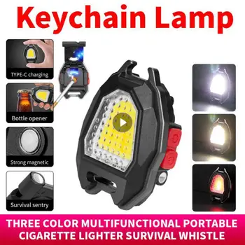 1-4Pcs Mini LED Prenosni Keychain Večnamenska Svetilka COB Delo Svetlobe, USB Polnilne Močan Magnet na Prostem Taborjenje Luč