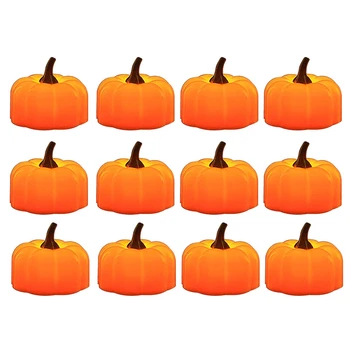 12 Sklopov Halloween Dekoracijo Stranka Vzdušje Postavitev LED Elektronska Sveča, Luč Simulacije Svetlobna Pumpkin Lantern A