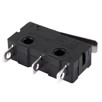 200Pcs AC 125V 250V 5A SPDT 3-Pin Kratkotrajno Plastičnih Mikro Stikalo Black+Srebrna
