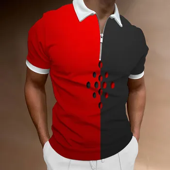 2023 moška Polo Majica Golf Majica Priložnostne Počitnice River Četrtletju Zip Kratek Rokav Moda Poletje Redno Fit Kamele Polo 3D Majica s kratkimi rokavi
