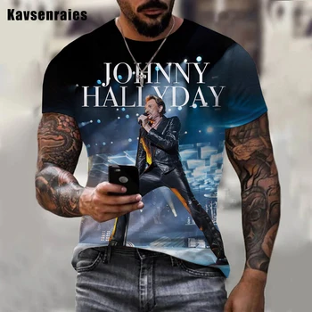 2023 Nove Pop Pevec Johnny Hallyday 3D printed majica s kratkimi rokavi Moški Ženske Rock Moda Priložnostne Ulične Hip Hop Harajuku Tee Vrhovi