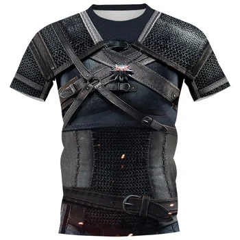2023 Srednjeveški Viteški Oklep Kratek Rokav T Shirt za Moške 3D Tiskanja Krog Vratu Priložnostne Ohlapno Srajco Moški ulične Oblačila Vrhovi