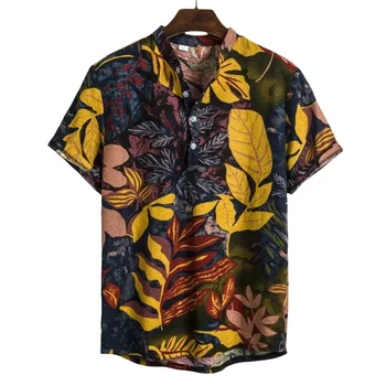 2024 Hawaiian Bombaž Visoke Kakovosti Srajce za Moške Širokimi Rokavi Moški Tiki Modnih Oblačil Bluze Luksuzni Socialne T-majice