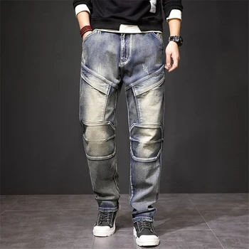 2024 Spomladi in Jeseni Nov Stil jeans, moda ulične kavbojke moški Men ' Retro Punk Kavbojke velikosti 42 44