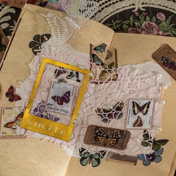 40 kosov Trak, nalepki pack Retro umetnosti kozmično metulj rastlin bill umetnosti žep dekorativni material prilepite Mlečni Sticke 8 vzorcev