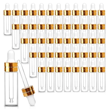 50 Pack Jasno Stekleno Kapalko Steklenice, Mini Vzorec Kapalko Steklenice Za Eterična Olja, Parfumi, Kozmetični Tekoče