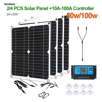 50 W 100W Solarnega Sistema električne Energije s solarnimi PV Celice 5V USB 18V DC Izhod Prenosni Polnjenja Fotovoltaika Ploščo Kit