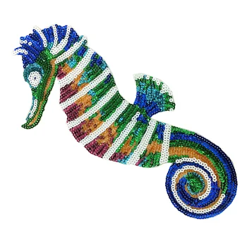 6pc Seahorse Bleščica Aplicirano Vezene Obliž Hipokampusu Morskih Rib Obliži Za Jeans Torbe Appliques Parches AC1510