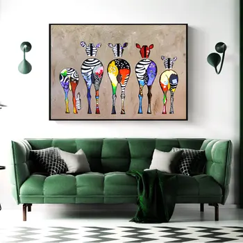 Abstraktne Barvne Zebra Nazaj Pogledu Povzetek Platno Slikarstvo Plakati Stenskih slikah, za Dnevni Sobi Doma Dekor Brez Okvirja
