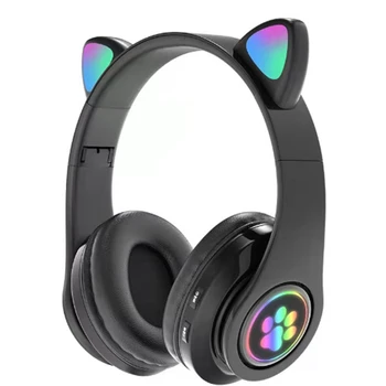 B39 Cute Ušesa Gaming Slušalke Bluetooth-Združljive Brezžične Slušalke z Mikrofon Stereo Glasbe Zložljive Slušalke(Black)