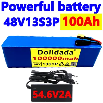 Batterie 13S3P XT60 Litij-ionska 48V, 100Ah, 100000 w, prelijemo velo électrique 54.6 v, avec BMS intégré et chargeur inclus