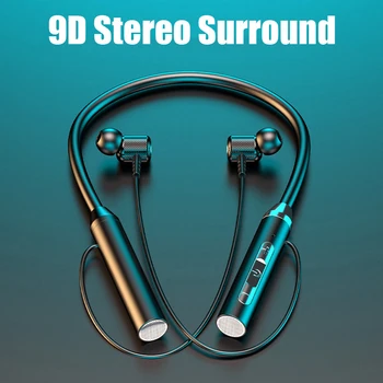 Brezžične Slušalke Fone Bluetooth 5.0 Neckband Slušalke Silikona, HiFi Stereo Športne Slušalke Povodcem Nepremočljiva Magnetni Čepkov