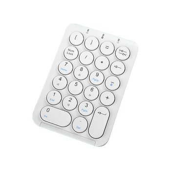 Brezžični Številko Pad Bluetooth Številčna Tipkovnica Krog Keycaps Numpad 22 Tipke Za Ponovno Polnjenje Število Tipkovnico(Bela)