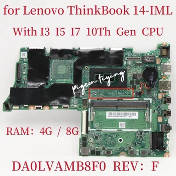DA0LVAMB8F0 Za Lenovo ThinkBook 14-IML Laptop Montherboard S I3 I5 10. Gen CPU RAM:4G/8G FRU: 5B20S43385 5B20S43386