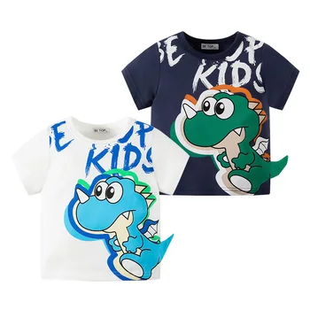 Dinozaver Dečke, Poletje Slog, Čudovit Risanka Natisni T-Shirt na Dihanje Bombaž Otroci Oblačila