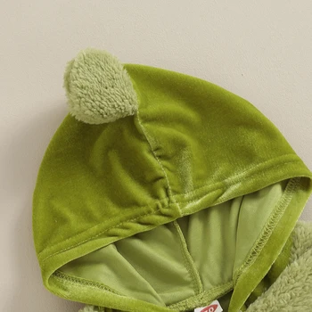 Dojenčka Dekle, Fant, Božične Obleke Z Dolgimi Rokavi Jumpsuit Grinch Obleka, Zelena Krznen