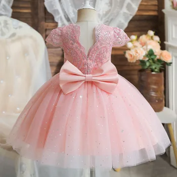 Fant Obleke Velik Lok Baby Girl Oblačenja 1. Rojstni dan Poročno Obleko Za Dekle Palace Princesa Večerne Obleke