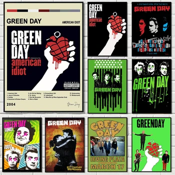 Green Day Glasba Rock Band Plakat HD Tiskanja Platno Slikarstvo Plakati Stenskih slikah, za Party House Kitara Pevka Sobi Doma Dekor