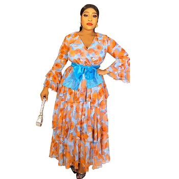 ICCLEK Plus Velikost Obleke Ženske Obleke Vestido Longo Feminino Šifon Dolge Rokave Elegantna In Lepa ženska JE Afriških Obleke