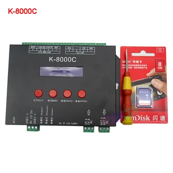 K-8000C programabilni DMX/SPI SD LED, pixel upravljavca;off-line;DC5-24V za RGB barvno led luč pixel trakovi