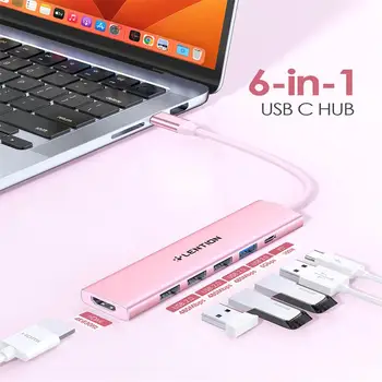 LENTION 6 V 1 USB C Hub kartica z 4K HDMI 100W PD Polnjenje USB-A Vrata Tip C Središče za MacBook Pro,Novi Mac Zrak/Površina