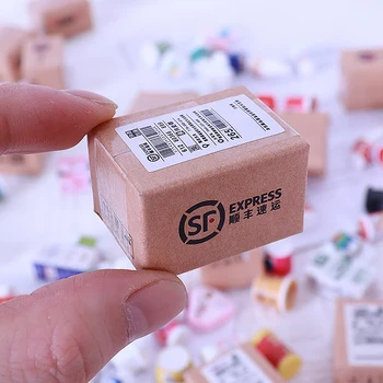 Lutke Miniature Paket Mini Express Box Hrane Steklenico Modle Igrače Pretvarjamo, Igrajo Doma, Okras, Darila Presenečenje