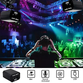 Mini Disco Lasersko Svetlobo Projektor UV RGB LED DJ Strobe Fazi Učinek USB Polnilne Fiesta Počitnice Stranka Žogo Razsvetljavo