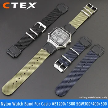 Najlon Watch Band Postavljeno Vmesnik 18 mm Nepremočljiva Mehko Univerzalen Pas Za Casio AE1200/1300 SGW300/400/500 AE1000 MRW200H F108