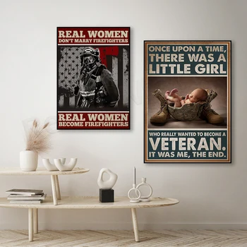 Nekoč je deklica želela biti veteran Veteran Plakat, Resnične Ženske Postal Gasilce Plakat