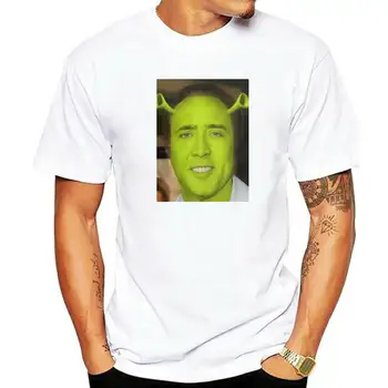 Nicolas Cage Shrek T-Shirt Moški Smešno Meme Picolas Kletko Super Bombaž Tees O-Vratu Prevelik T Shirt Harajuku Camisa Ulične