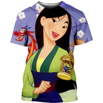 Nove Disney T-Majice Risanka Mulan Anime 3D Tiskanja Ulične Moški Ženske Priložnostne Moda Prevelik Majica s kratkimi rokavi Otroci Fantje Dekleta Tees Vrhovi