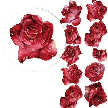 Novi Red Blue Rose Cvet PET Trak Kolaž List Dekoracijo
