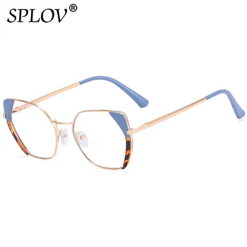 Novi Retro Poligon Mačka Oči Ženske Očal Okvir Moda Dvojni Barve Pomladi Tečaj Moških Jasno TR90 Anti Modra Svetloba Optičnih Očal