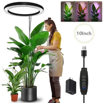 Novo Rastejo Luči LED Obroč Sobne Rastline 160LEDs 6000K Celoten Spekter Rastlina, Lahka za Sobne Rastline Nastavljiva Višina Narašča Lučka