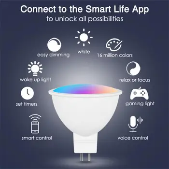 Novo Tuya Zigbee/WIFI Smart Žarnica GU10/MR16 RGB Zatemniti LED Svetilka 5W Smart Življenje Pozornosti Nadzor Prek Alexa googlova Domača stran