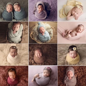 Novorojenček Fotografija Rekviziti Zaviti Prešito Odejo, Mehka, Raztegljiva Bombaž Swaddling Fotografija Ozadje Foto Studio