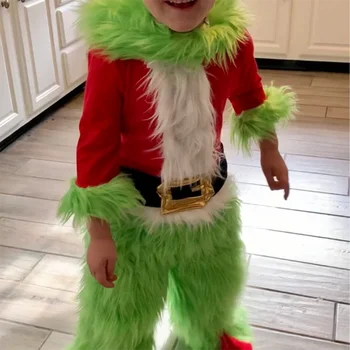 Otroci, Dekleta, Fantje Božič Cosplay Kostum Zelena Krznen Pošast Božiček Obleko Božič Oblačila, Ki