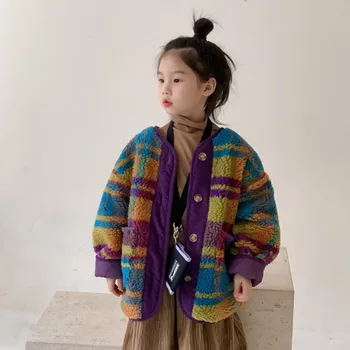 Otroci Oblačila Otroci Plašč 2023 Zima Dekle Korejski Slog, Barva Volnene Plašč Priložnostne Svoboden Oblazinjeni Toplo Priložnostne Preprost Otroci Plašč