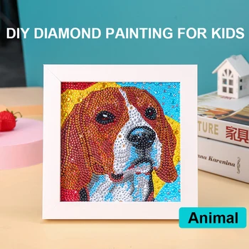 Otrok DIY diamond slikarstvo nastavite risanka nalepke igrača živali dinozaver pes nalepke otroci diamond slikarstvo kit