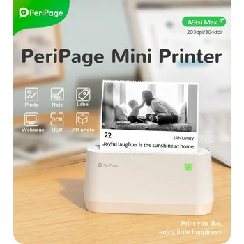 PeriPage a9/A9sMax Prenosni Mini nalepke Termični Tiskalnik za ponovno Polnjenje 203/304DPI Wireless Mobile Inkless nalepke Foto Tiskalnik