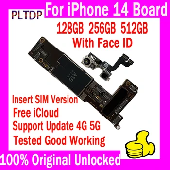 Podpora Posodobitev 5G Mainboard Z/Št Obraz ID Za iPhone 14 Motherboard Original Odklenjena Za iPhone 14 Logicboard Čisto icloud