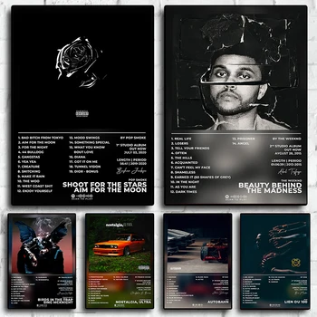 Pop Album Zajema Tiskanje Plakatov Estetske Rapper Hip Hop Rock Star Platno Slikarstvo za Ljubitelje Wall Art Vrstici Soba Doma Dekor