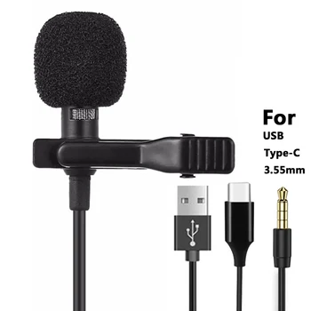 Prenosni 1,5 m Lavalier Mikrofon Mini Hladilnik Clip-on River Mic Žični, USB, 3.5 mm Tip-C Microfon Za Telefon za Mac Laptop PC