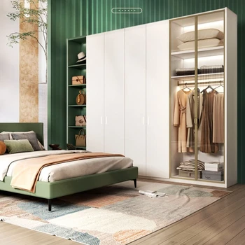 Prilagajanje: Sodobna sestavni omaro, preprosta, prostora, svetlobe, luksuzni domov za spalnice, leseno sestavil veliko omaro