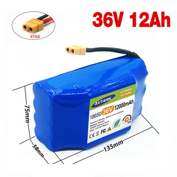 Resnično 36V 12Ah 10s2p Baterija za ponovno Polnjenje Litij-Ionska Baterija za Električni Self Uravnoteženje Skuter HoverBoard Monocikl