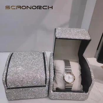 SCAONORCH Luksuzni Kristalno Diamond Watch Zapestnica Primeru Imetnik Organizator Nakit Škatle za Shranjevanje Zaslon Flanela Embalaža Gift Box