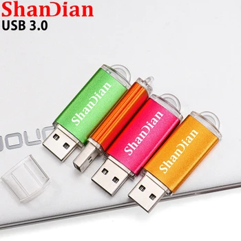 SHANDIAN Pisane Plastike USB 3.0 Flash Diski 128GB Memory Stick 64GB Pen Drive 32GB Black U Disk 16GB Brezplačno Logotip Ustvarjalno Darilo