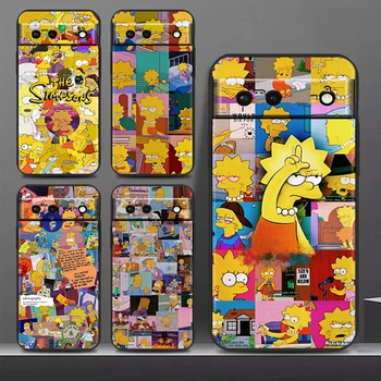 Simpsons, Sestra Družino Shockproof Primeru za Google Pixel 7 6 Pro 6a 5 5a 4 4a XL 5G Silikonski Mehko Črno Telefon Kritje
