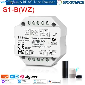 Skydance S1-B(WZ) Zigbee Tuya LED Dimmer 220V 110V AC Smart RF 2.4 G Potisnite Stikalo za Daljinski Nadzor Triac WiFi Dimmer za LED Svetilke