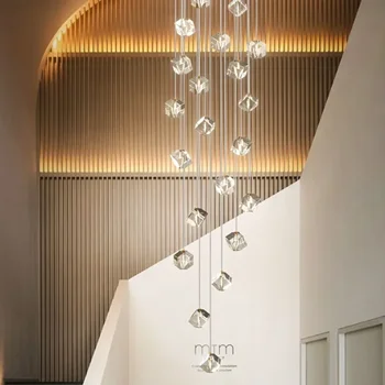 Sodobna Crystal LED Lestenec Za Stopnišče Luksuzni Cristal Zaprtih Dolge Stopnice Razsvetljave Držalo Preproste Ustvarjalne Velike Viseče Svetilke